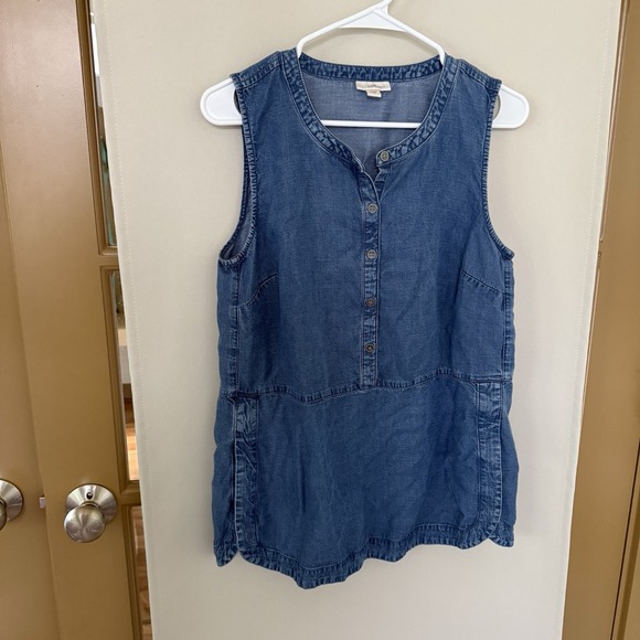 J. Jill Tops - J. Jill Denim Womens Small Blue Button Up Chambray Tank Top Sleeveless Blouse